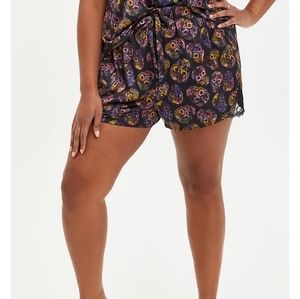 Torrid Satin Sleep Shorts With Skulls & Lace, 4x